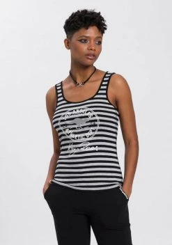 KangaROOS Tanktop mit großem Marken-Logo im Brustbereich Marine-weiß-gestreift, Himbeere-gestreift, Hellblau-weiß, Schwarz-hellgrau-meliert