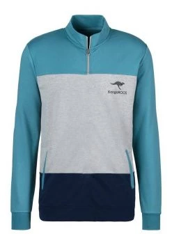 KangaROOS Sweatshirt mit Stehkragen und kurzem Reißverschluss Petrol-grau-meliert-navy, Grau-meliert-wei&szlig;-navy