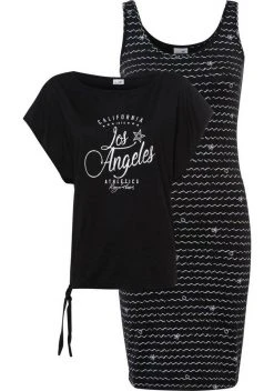 KangaROOS Jerseykleid (2-tlg) im Set mit oversize Shirt zum Knoten - NEUE KOLLEKTION Graublau-weiß, Marine-weiß, Schwarz -KANGAROOS Verkäufe d9d10599 3d01 5584 b7fd 2b89e947cfa8