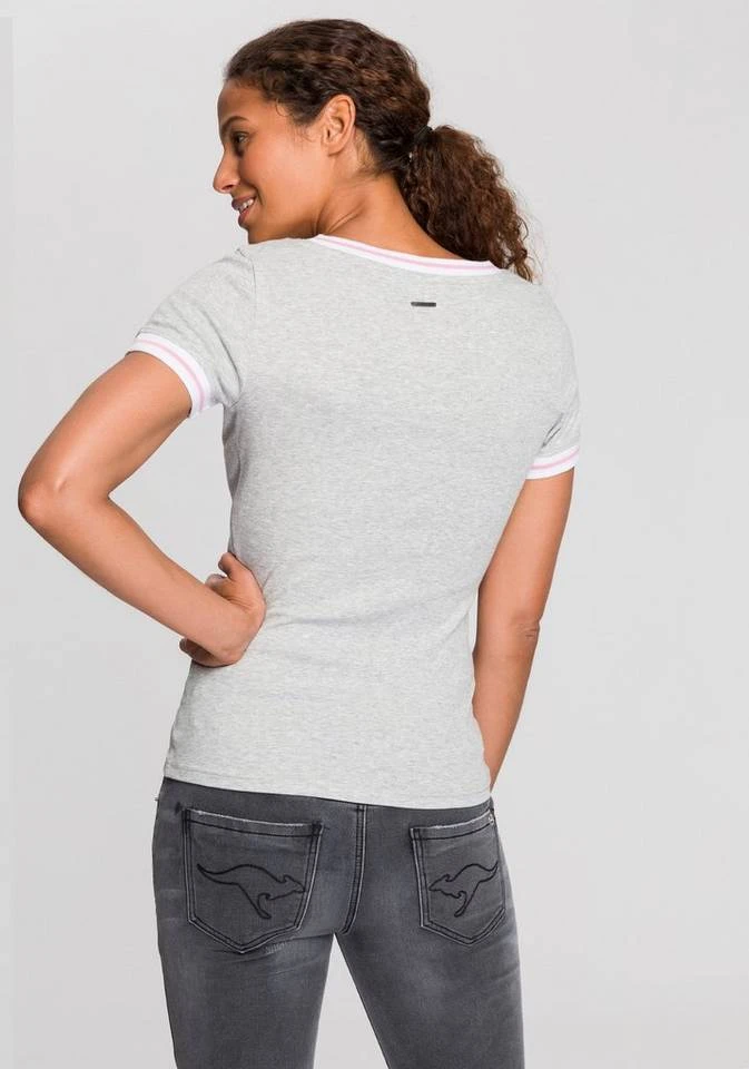 KangaROOS T-Shirt mit modischen Rippenbünchen Schwarz, Blau, Hellgrau-meliert 10 KangaROOS T-Shirt mit modischen Rippenbünchen Schwarz, Blau, Hellgrau-meliert – Bild 8