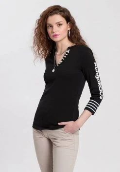 KangaROOS 3/4-Arm-Shirt mit großem Markenschriftzug am Arm Weiß-blau, Schwarz-weiß, Marine-weiß -KANGAROOS Verkäufe e6c7d5a3 0363 5bb1 af32 c56a09d176a2