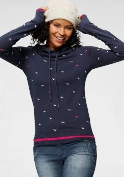 KangaROOS Kapuzenpullover mit Minimal-Allover-Druck Marine, Graublau, Schwarz