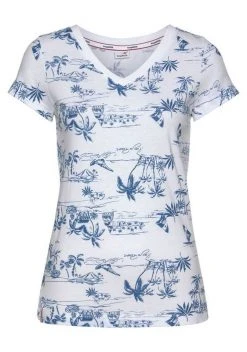 KangaROOS V-Shirt mit tropischem Palmen Allover-Print Blau-weiß, Weiß-blau -KANGAROOS Verkäufe e9a39b29 3956 5a47 8492 4a249a488448