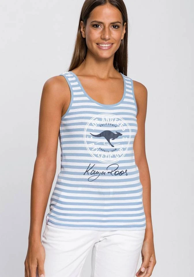 KangaROOS Tanktop mit großem Marken-Logo im Brustbereich Marine-weiß-gestreift, Himbeere-gestreift, Hellblau-weiß, Schwarz-hellgrau-meliert 11 KangaROOS Tanktop mit großem Marken-Logo im Brustbereich Marine-weiß-gestreift, Himbeere-gestreift, Hellblau-weiß, Schwarz-hellgrau-meliert – Bild 9