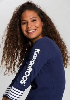 KangaROOS 3/4-Arm-Shirt mit großem Markenschriftzug am Arm Weiß-blau, Schwarz-weiß, Marine-weiß -KANGAROOS Verkäufe ea3813ae c3e8 5779 909b ff301014b41d