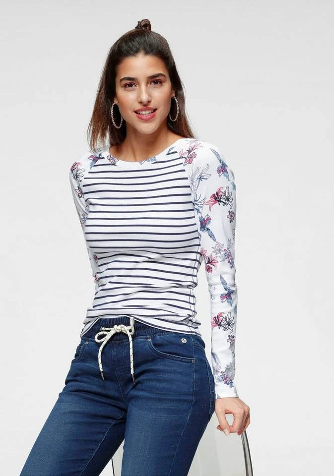 KangaROOS Langarmshirt im angesagtem Mustermix Schwarz, Weiß-marine-gestreift, Himbeere 3 KangaROOS Langarmshirt im angesagtem Mustermix Schwarz, Weiß-marine-gestreift, Himbeere