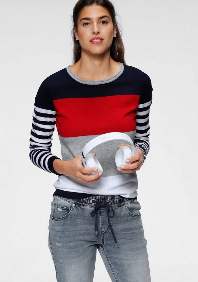 KangaROOS Rundhalspullover in modischer Streifenoptik Beere-rosa, Marine-rot-hellgrau, Hellgrau-türkis-pink, Wollweiß-rosa-dunkelgrün 11 KangaROOS Rundhalspullover in modischer Streifenoptik Beere-rosa, Marine-rot-hellgrau, Hellgrau-türkis-pink, Wollweiß-rosa-dunkelgrün – Bild 9