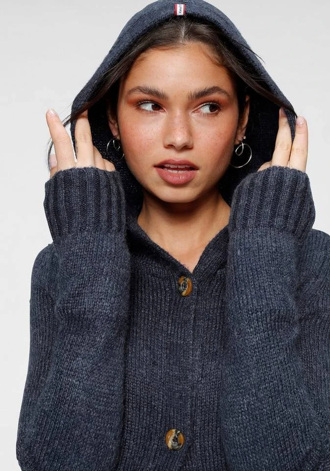 KangaROOS Kapuzenstrickjacke mit aufgesetzten Taschen und breiten Rippbündchen Marine-meliert, Rosa-meliert, Schwarz, Beige-meliert 5 KangaROOS Kapuzenstrickjacke mit aufgesetzten Taschen und breiten Rippbündchen Marine-meliert, Rosa-meliert, Schwarz, Beige-meliert – Bild 3