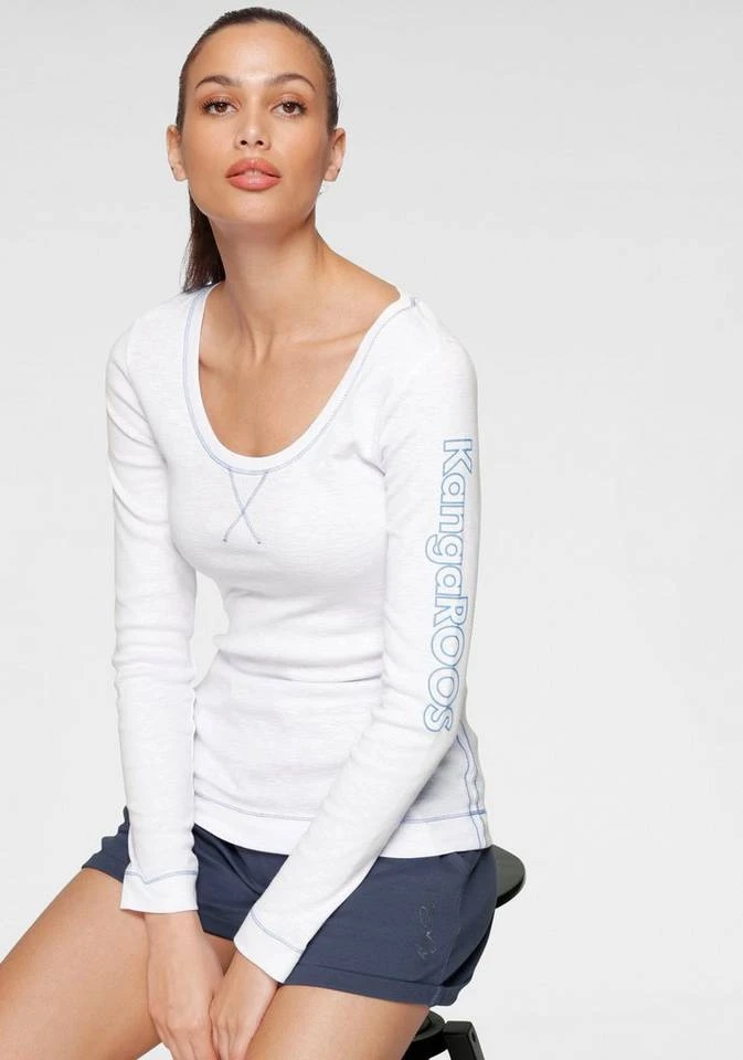 KangaROOS Langarmshirt mit großem Logo-Schriftzug am Arm - NEUE KOLLEKTION Blau-gelb, Schwarz-meliert-weiß, Weiß-himmelblau 9 KangaROOS Langarmshirt mit großem Logo-Schriftzug am Arm - NEUE KOLLEKTION Blau-gelb, Schwarz-meliert-weiß, Weiß-himmelblau – Bild 7