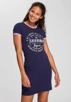 KangaROOS Jerseykleid mit Glitzer-Print vorne Schwarz, Marine