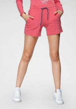 KangaROOS Sweatshorts mit kontrastfarbener Kordel und kleinem Label-Print Hellgrau-meliert, Himbeere, Marine, Wei&szlig;