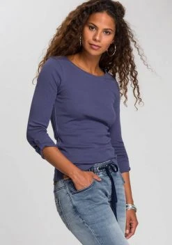 KangaROOS Langarmshirt mit fixierbaren turn-up Ärmel Schwarz, Blau, Wei&szlig;