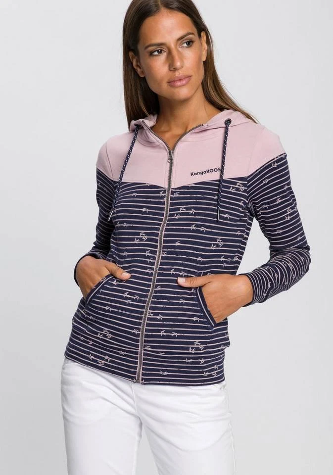 KangaROOS Kapuzensweatjacke mit Colourblocking im Uni-Alloverdruck-Mix - NEUE KOLLEKTION Ecru-meliert, Blau, Marine-rosa 10 KangaROOS Kapuzensweatjacke mit Colourblocking im Uni-Alloverdruck-Mix - NEUE KOLLEKTION Ecru-meliert, Blau, Marine-rosa – Bild 8